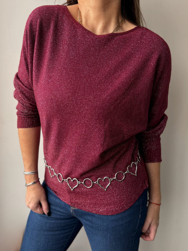 Sweater murciélago brillos